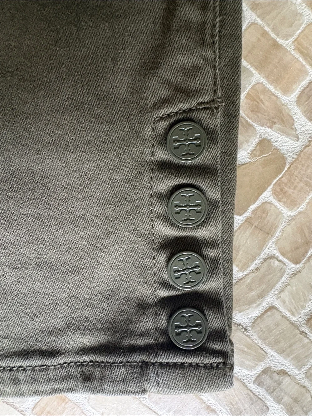 Tory Burch Olive Green Cropped Ankle Jeans, Sz 27